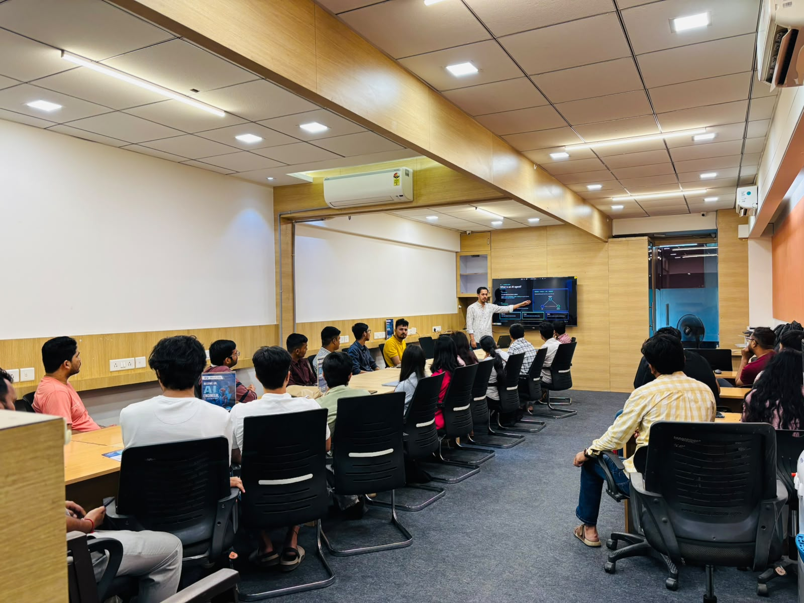 Pune AI Builders discussing AI agents at a past meetup